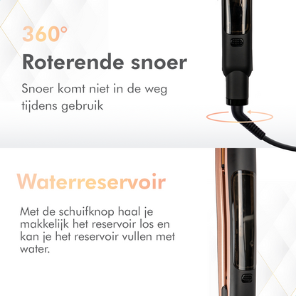 Dryze Steam straightener - Steampod - Stoom stijltang - Rosé gold/black edition