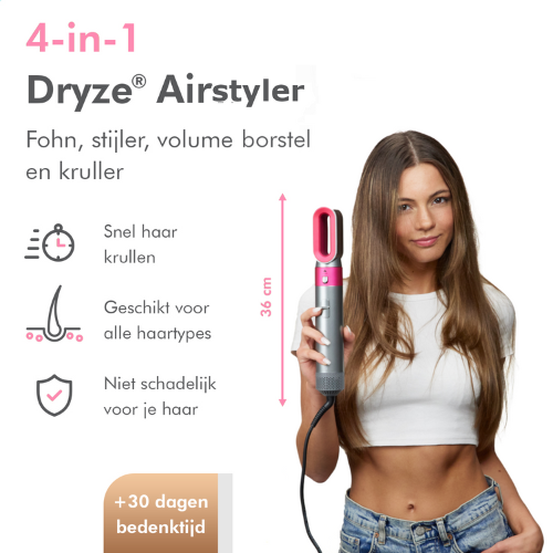 Dryze Airstyler Grey/Pink Edition – Inklusive Aufbewahrungsbox aus Leder