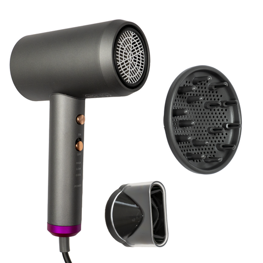 Dryze Hair Dryer with diffuser and styling concentrator - Compact travel hair dryer