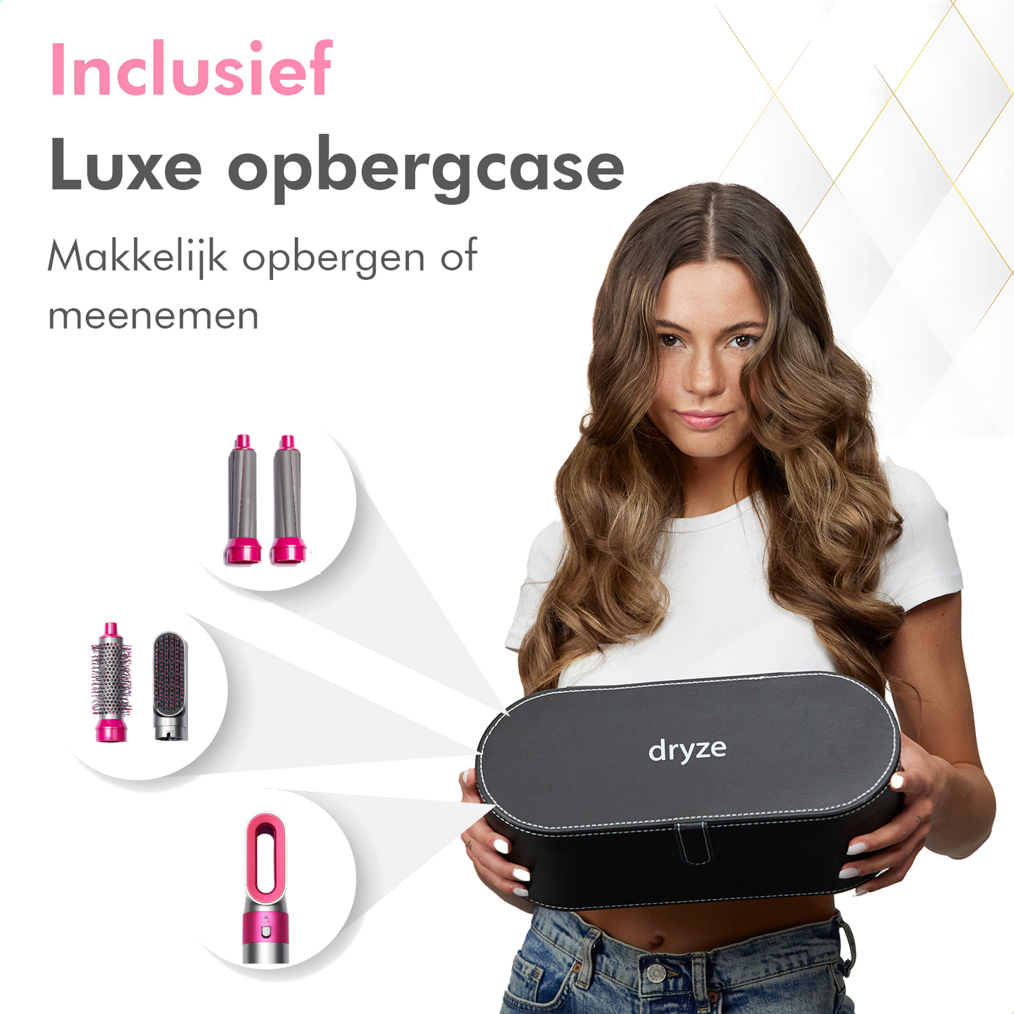 Dryze airstyler grey/pink edition - Including leather storage box
